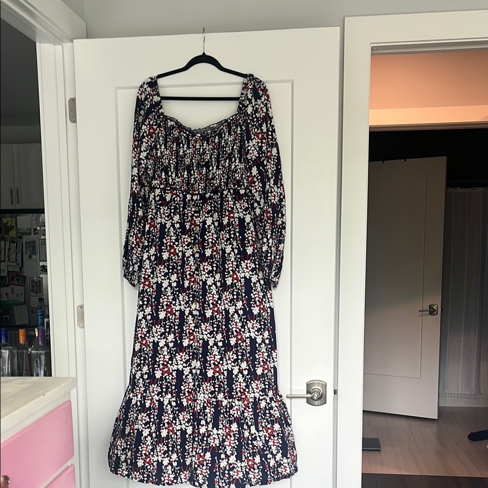 Source Unknown Black Floral Long Sleeve Dress